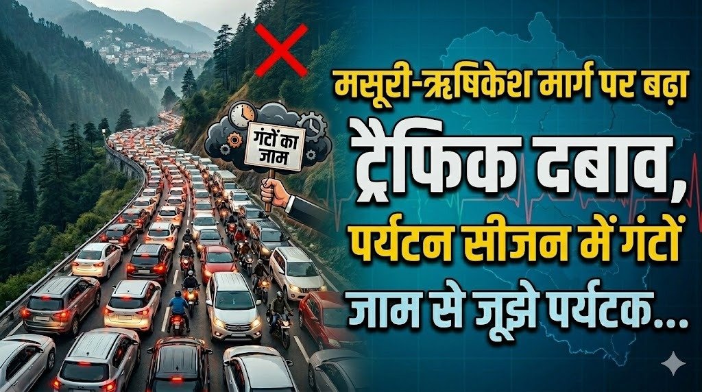 मसूरी-ऋषिकेश मार्ग पर बढ़ा ट्रैफिक दबाव, पर्यटन सीजन में घंटों जाम से जूझे पर्यटक